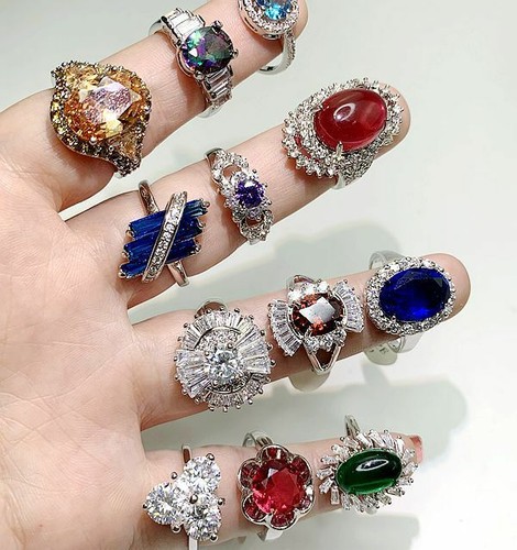 Luxurious Rings Wholesale Mixed Lots 5-100pc Big Gemstones Crystal Jewelry Ring