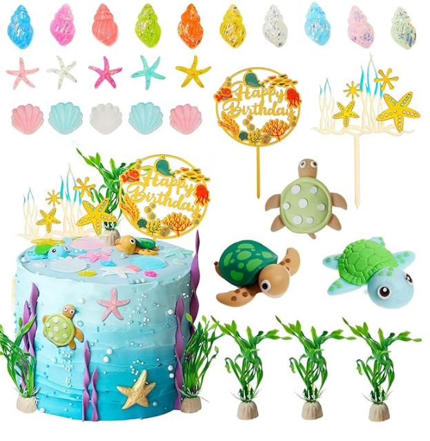 Sea Turtle Cake Decorations Ocean Animals Turtle Conch Se