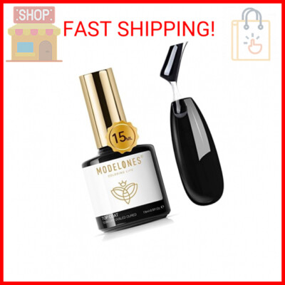modelones Gel Nail Polish Top Coat- 15ml No Wipe, High Gloss Shiny Long Lasting