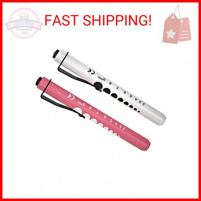 RISEMART Pen Lights for Nurses, 2 Pack Reusable Medical Pen Light with Pupil Gau