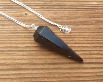 NATURAL OBSIDIAN STONE GEMSTONE FACETED PENDULUM
