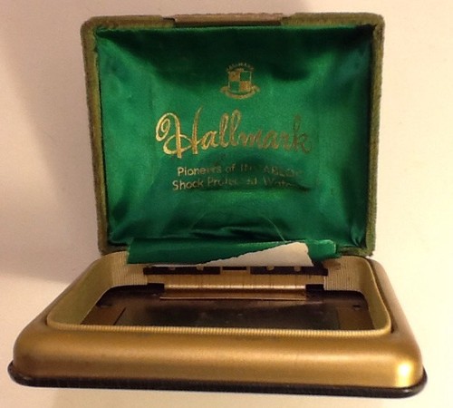 Vintage Hallmark Watch Storage Case Green Jewelry Display Hinged Box  (BOX ONLY)
