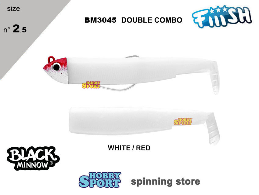 BLACK MINNOW FIIISH SIZE 2.5BM 3045 COMBO WHITE 8 GR SHORE +1 CORPS SPINNING