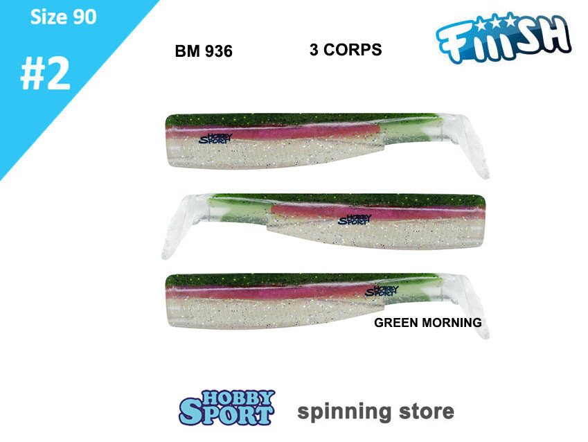 BLACK MINNOW FIIISH SIZE 2BM 936 GREEN MORNING 3 CORPS RICAMBIO 90 MM SPINNING