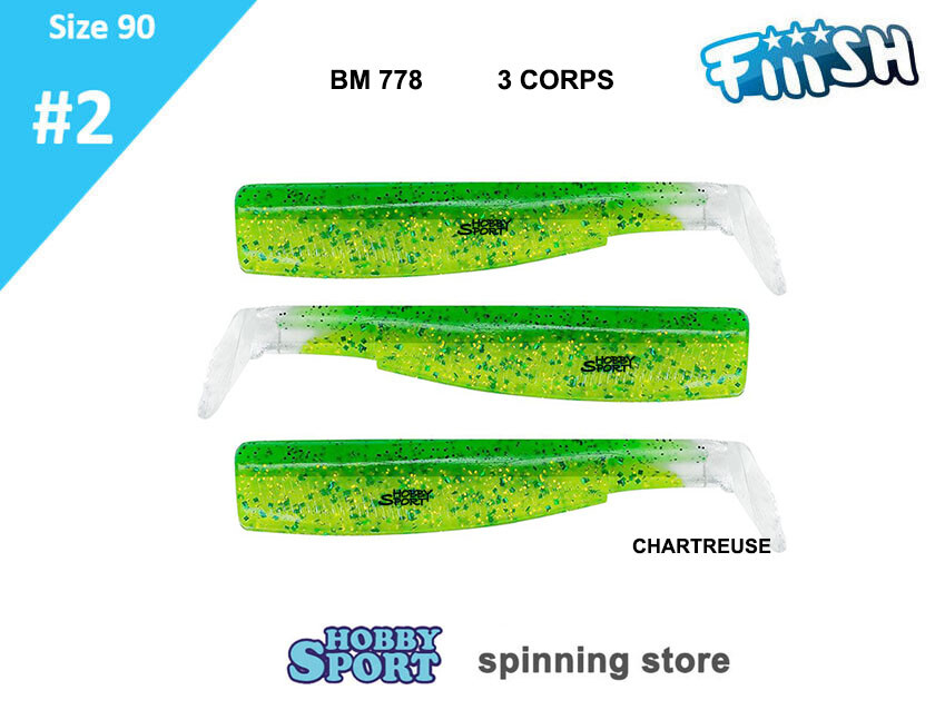 BLACK MINNOW FIIISH SIZE 2BM 778 COL. CHARTREUSE  90 mm 3 CORPS RICAMBIO
