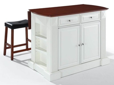 Breakfast Bar Top Kitchen Island with Saddle Stools [ID 1698413]