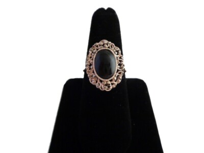 Ring Natural Black Onyx Thailand Silver