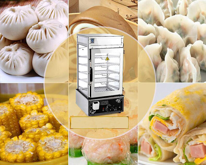 Intbuying 110V Commercial Display Steam Bun Machine Steamer Cooking Machine