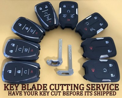 GM GMC CHEVY SMART PROXIMITY KEYLESS REMOTE FOB INSERT BLADE CUTTING SERVICE 