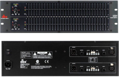 dbx 1231 Dual 31-band Graphic Equalizer, boost/cut ranges of ±6 or ±15 dB