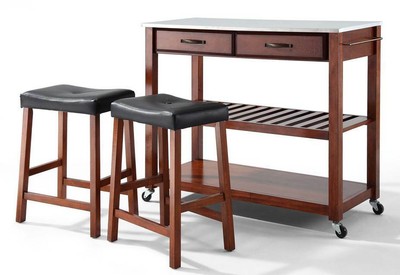 Kitchen Cart in Classic Cherry Finish with Towel Bar [ID 1698341]