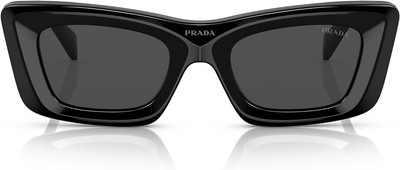 Pre-owned Prada Pr 13zs 1ab5s0 50mm Black Dark Grey Women's Cat Eye Sunglasses In Gray