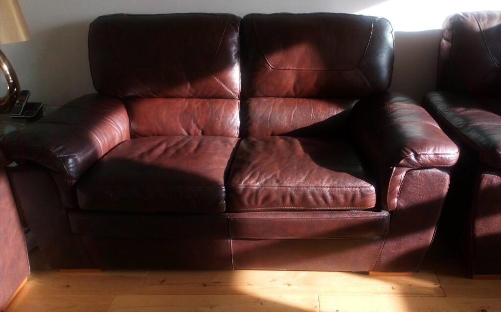 Brown Leather 3 piece suite in Anniesland, Glasgow Gumtree