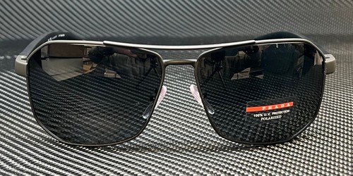 Pre-owned Prada Linea Rossa Ps 51vs Dg05z1 Rubber Black Gr Polarized Mens 62 Mm Sunglasses In Gray