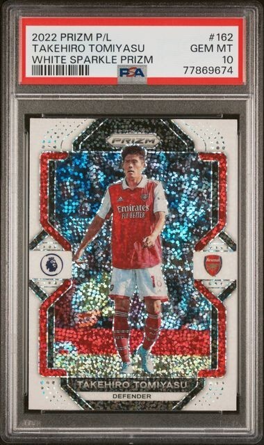 2022 Panini Prizm EPL Takehiro Tomiyasu White Sparkle Prizm