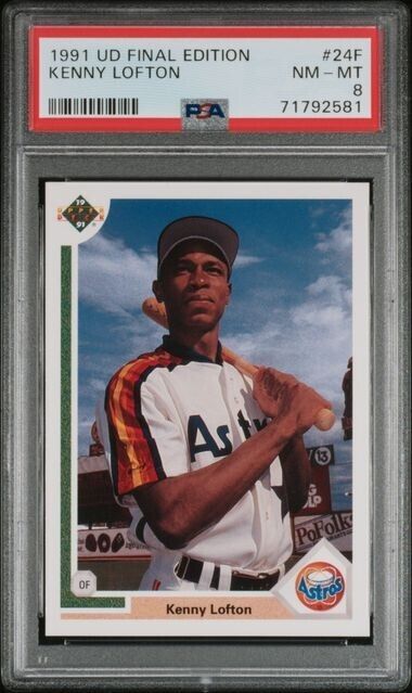 1991 Upper Deck Final Edition Kenny Lofton Rookie Baseball Card #24F PSA 8. rookie card picture