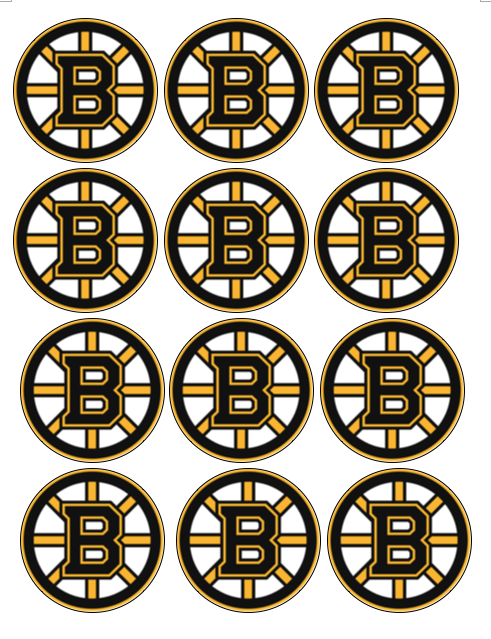 Set of 12 Boston Bruins Hockey NHL edible paper, cupcake toppers, choose size