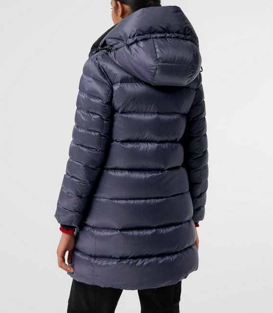 Pre-owned Burberry Women Kington Shearling Down Hooded Coat Sz Medium Navy Blue $1090