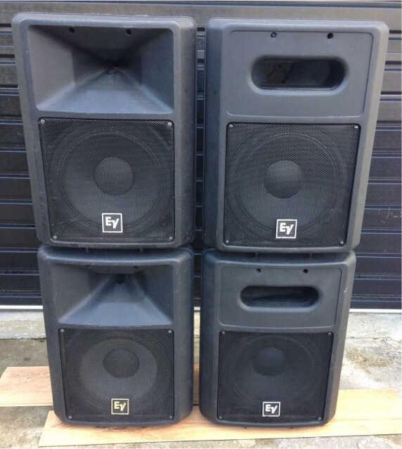 Electro Voice EV SX 200 and SB 121 speakers and bass bins in