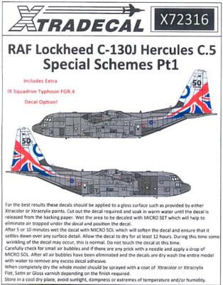 Xtra Decals 1/72 LOCKHEED C-130J HERCULES C.5 Special RAF Schemes Part 1