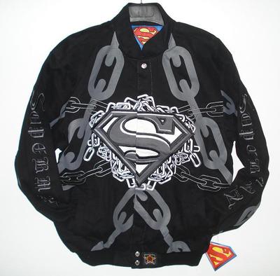 ジャケット・アウター 00s JH DESIGN SUPERMAN MAN OF STEEL 2XL Hollywood Supermen Man Of Steel Black Cotton Jacket JH