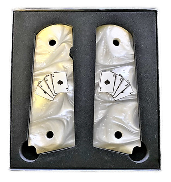 1911 fits Colt & Clones GRIPS ACES  ALL IN White Mother of Pearl IMOP #1