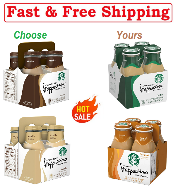 Starbucks Frappuccino Mocha Iced Coffee, 9.5 oz, 4 Pack Bott
