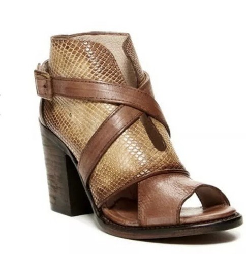 Pre-owned Freebird By Steven Rattle Booties/sandals Size 6 Rare And Retired. Croc ? In Gray