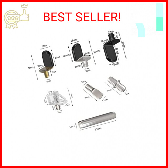 MINGXIAN 100 Pcs Shelf Pins Kit, Shelf Support Pegs, for Furniture, Bookcase, Sh