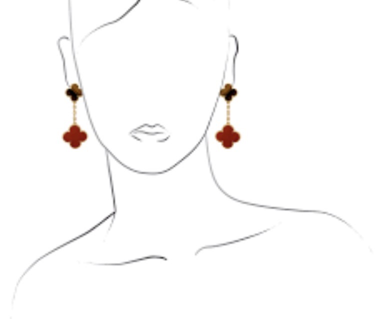 Van Cleef Arpels Magic Alhambra tiger eye Carnelian earrings drop
