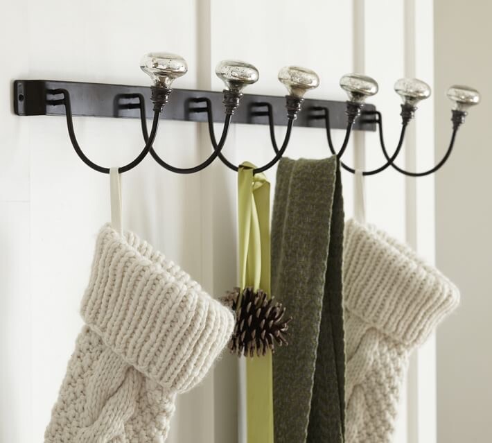 Pottery Barn Cast Iron With Mercury Glass Row Of Hooks Coat Rack
