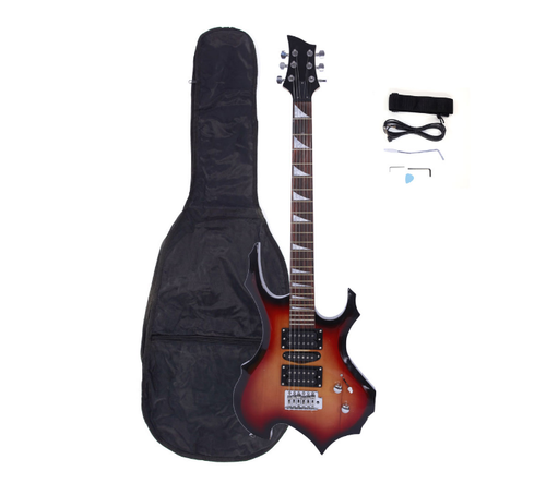 Flame Type Electronic Guitar Guitar Bag Pick Tremolo Bar Link Cable Set Sunset
