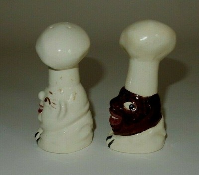 Black African Americana & Italian Chef Salt & Pepper Shakers Great Condition  E