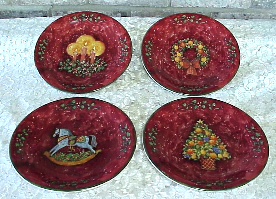 Vintage Susan Winget Holiday Dessert Plates (4) Certified International 8" NICE