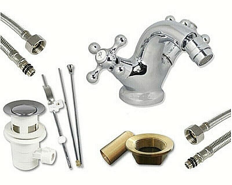 Rubinetto Miscelatore Bidet Doppio Comando Bagno Cromato Modello Roma 52345A eas 1