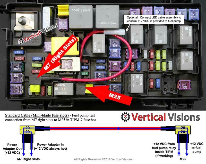 TIPM Fuel Pump Relay LED Bypass/Test Cable:Most 2007-2016 Dodge