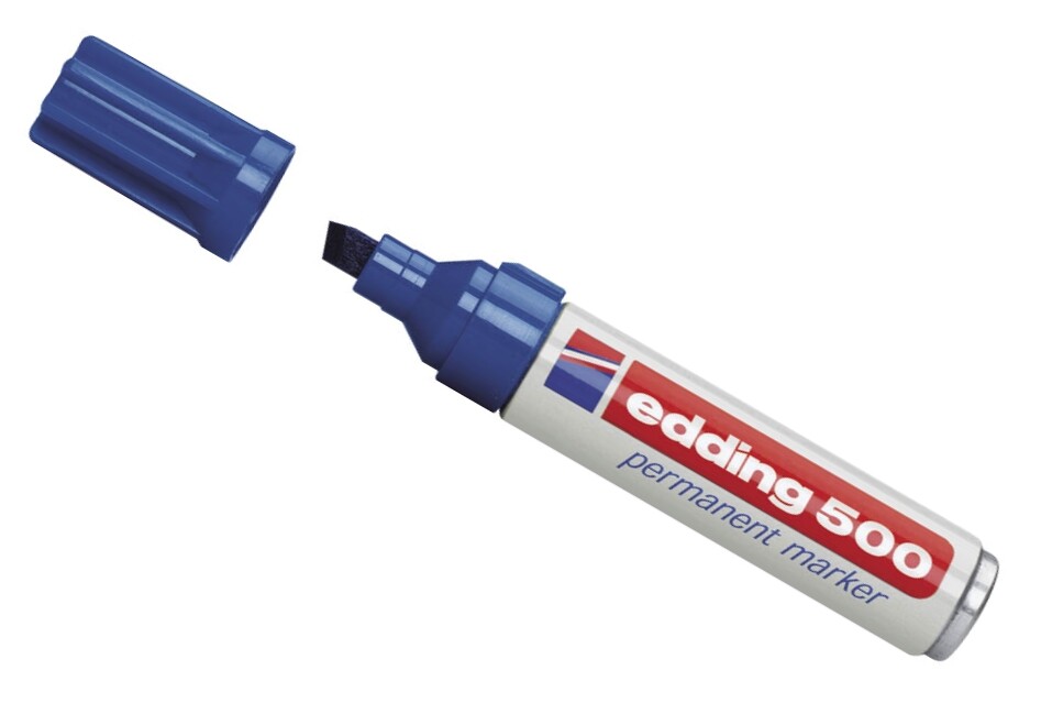 10 Permanentmarker breite Spitze blau edding 500 wasserfest nachfüllbar