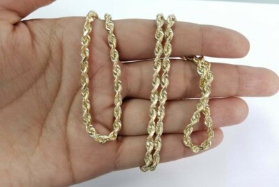 Pre-owned Rope Chain Sale Real 10k Yellow Gold Necklace  3.5mm 26" Inch Men