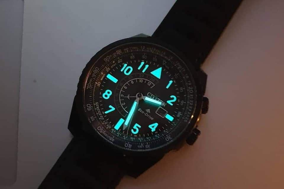 Pre-owned Citizen Promaster Nighthawk Black Dial Leather Men's Watch Bj7135-02e