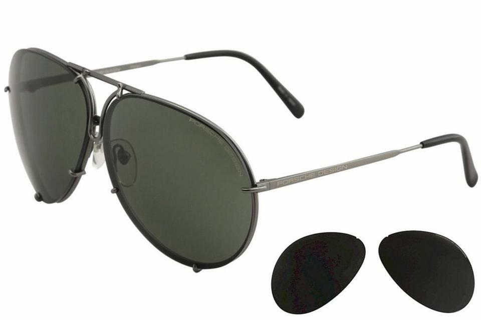 Pre-owned Porsche Design 8478c Sunglasses Gunmetal Frame With Interchangeable Lens 69mm In Green