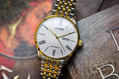 Pre-owned Citizen Nh8354-58a Automatic Two-tone Gold Stainless Steel Analog Men's Watch
