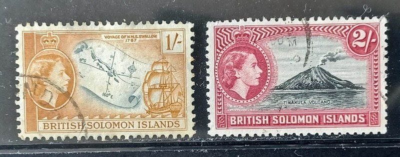 Iles Salomon-1956-60 Lot 2 Timbres OblitÃ©RÃ©S Y&T# 89-90