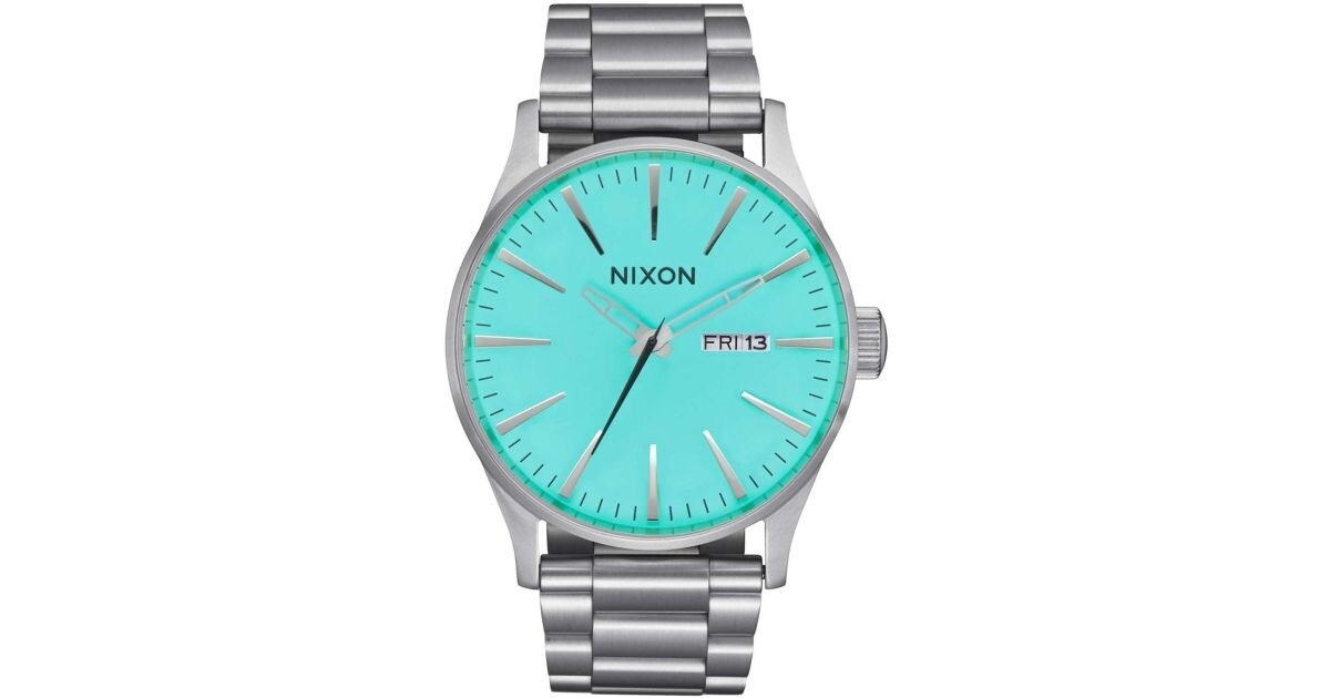 New Nixon Sentry SS Silver / Turquoise Dial a356 2084-00 | eBay