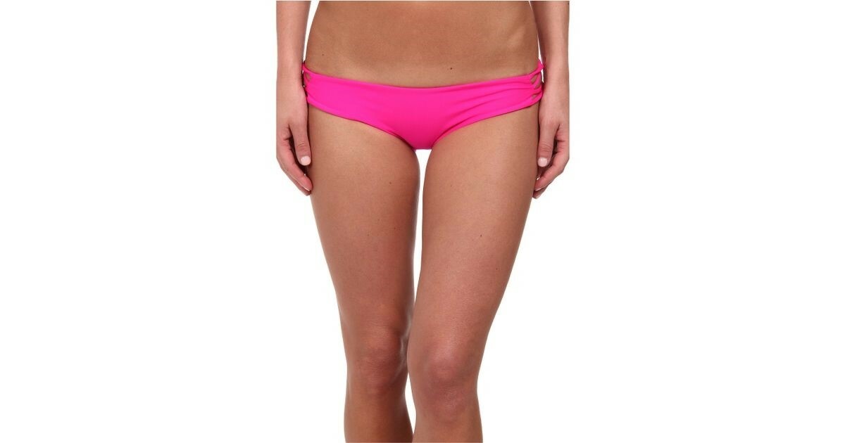 Tori Praver Womens Swimwear Pink Chandak Multi Strap Side Bikini Bottom Size L