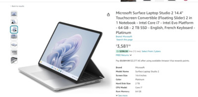 Microsoft Surface Laptop Studio 2 14.4'' Bundle with Slim Pen, Dock, Power Supply