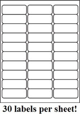 750 Premium 2.625" x 1" Self Adhesive Address Labels 30 per sheet * 30 up*