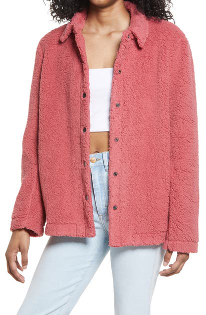 НОВАЯ Уютная флисовая куртка-рубашка BP Nordstrom Red Slate Teddy с пуговицами M ~ 8/10