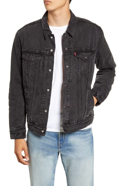

Мужская джинсовая куртка Levis на фланелевой подкладке Zion Black 0004, Черный, Levi's Trucker