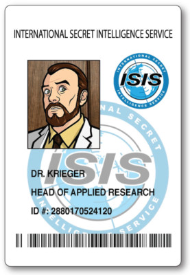 DR. KRIEGER FROM ARCHER ID NAME BADGE TAG PROP HALLOWEEN MAGNETIC BACK