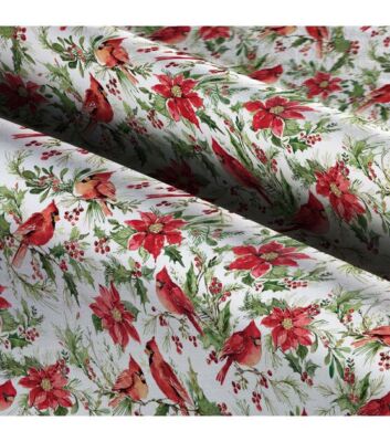 Susan Winget Cardinal Birds Poinsettia Fabric FQ HY BTY By the Yard Christmas